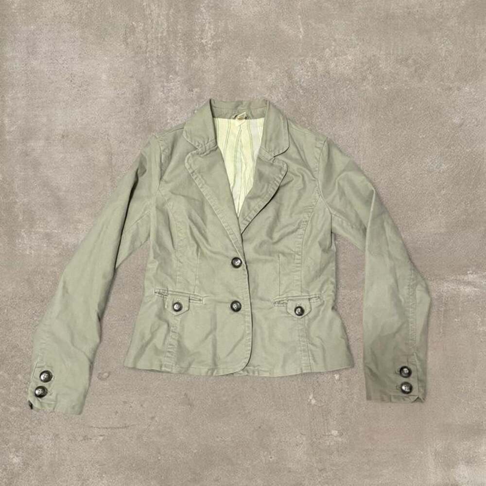 Old Navy Vintage Khaki Green Cotton Blend Blazer Size S